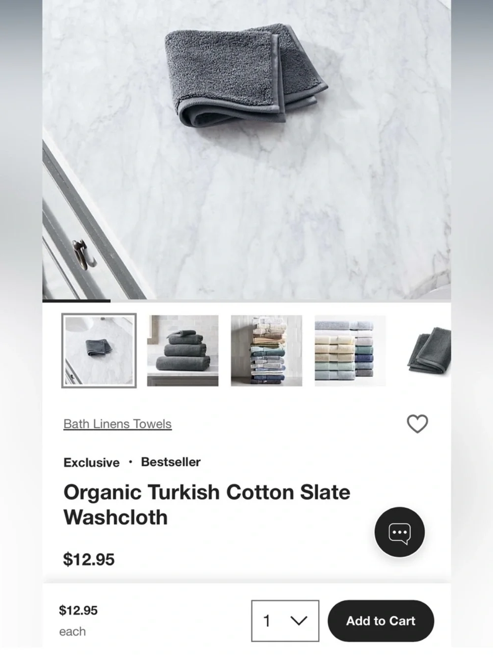 12 / The Turkish Towel Company Slate Gray Washclothes